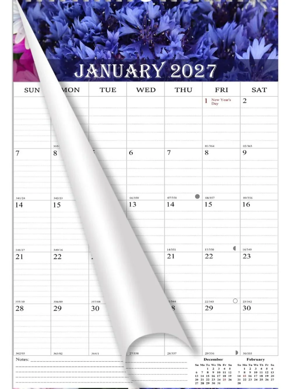 2026-2027 Wall Calendar Spiral-bound Twin-Wire Binding - 18 Months 8.5